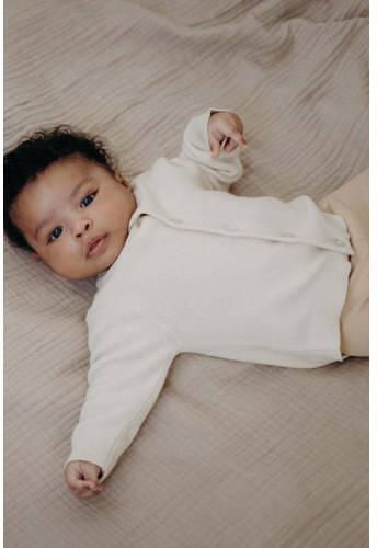 LEVV baby fijngebreid vest LNORRENOS van katoen offwhite Wit Effen 44 - Foto 2