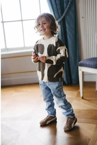 LEVV katoenen sweater met print taupe Bruin All over print - Foto 2