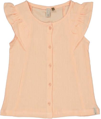 LEVV Little blousetop oranje met textuur Meisjes Katoen Ronde hals Effen