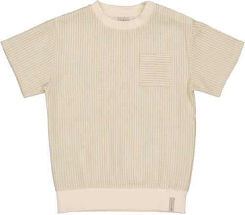 LEVV Little gestreepte T-shirt ecru Jongens Katoen Ronde hals Streep