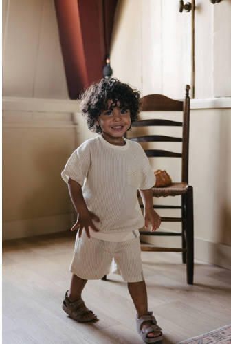 LEVV Little gestreepte T-shirt ecru Jongens Katoen Ronde hals Streep - Foto 2