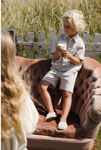 LEVV Little polo grijs met textuur Jongens Katoen Polokraag Effen - Foto 2