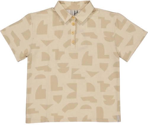 LEVV Little polo met print zand Beige Jongens Viscose Polokraag All over print