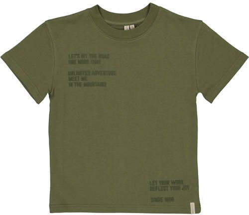 LEVV Little T-shirt groen Jongens Katoen Ronde hals Tekst