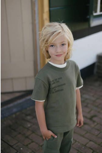 LEVV Little T-shirt groen Jongens Katoen Ronde hals Tekst - Foto 3