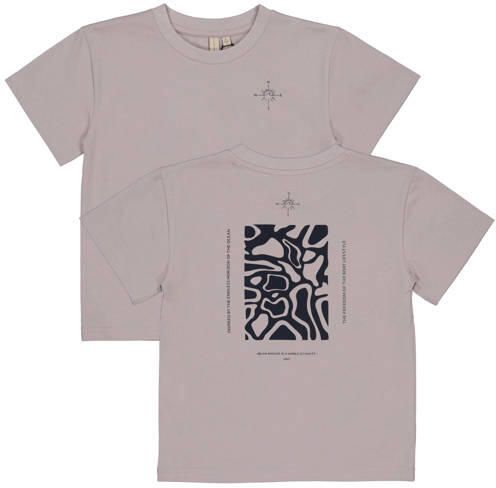 LEVV Little T-shirt met backprint grijs Jongens Katoen Ronde hals Backprint