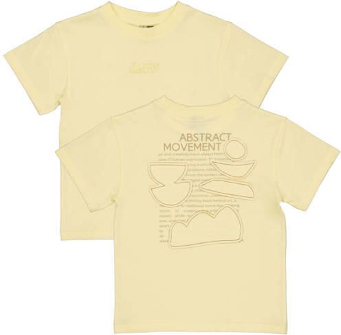 LEVV Little T-shirt met backprint lichtgeel Jongens Stretchkatoen Ronde hals