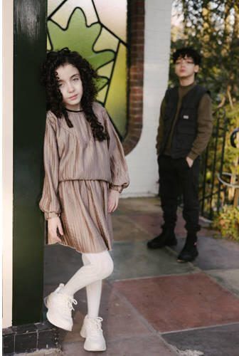 LEVV top NEA taupe Bruin Meisjes Polyester Ronde hals Effen 116 - Foto 2