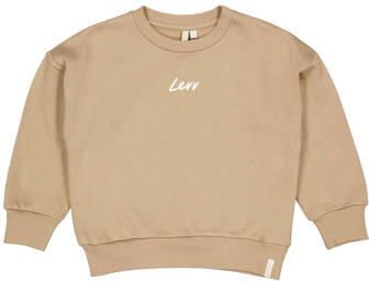 LEVV sweater met backprint lichtbruin Backprint
