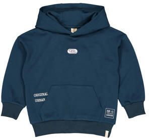 LEVV sweater met print donkerblauw Jongens Polyester Capuchon Printopdruk