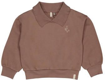 LEVV sweater taupe Bruin Effen | Sweater van
