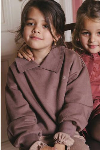 LEVV sweater taupe Bruin Effen | Sweater van - Foto 2