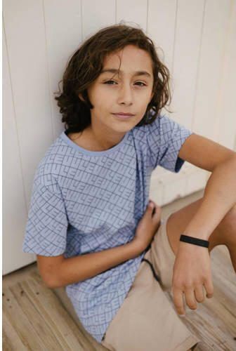 LEVV T-shirt KADEN met tekst blauw Jongens Katoen Ronde hals Tekst 116 - Foto 2