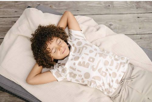 LEVV T-shirt KEJE met all over print beige bruin Jongens Katoen Ronde hals 116