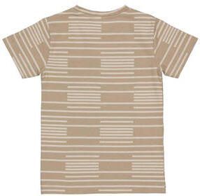 LEVV T-shirt MASON met all over print kameel wit Bruin Jongens Katoen Ronde hals 104 - Foto 3
