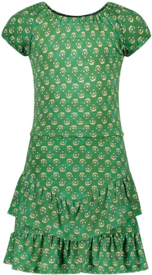 Like Flo A-lijn jurk met all over print en volant groen Meisjes Viscose Ronde hals 158