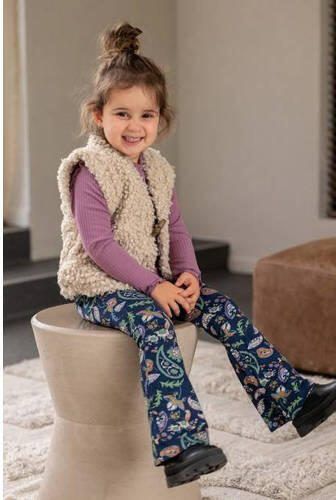 Like Flo flared broek met paisleyprint donkerblauw multicolor Meisjes Viscose 74 - Foto 2