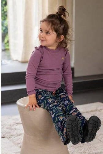 Like Flo flared broek met paisleyprint donkerblauw multicolor Meisjes Viscose 74 - Foto 3