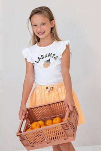 Like Flo gebloemde rok oranje Meisjes Katoen Bloemen 110