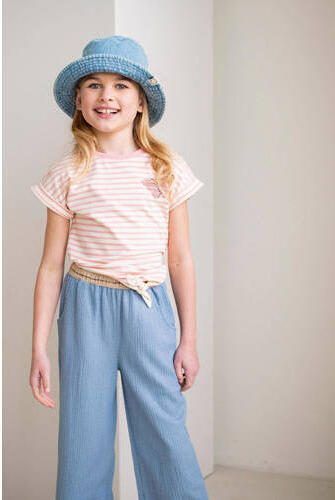 Like Flo gestreept T-shirt lichtroze ecru Meisjes Sweat Ronde hals Streep 104 - Foto 3
