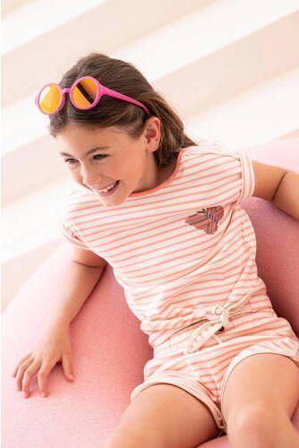 Like Flo gestreepte loose fit casual short lichtroze ecru Korte broek Meisjes Sweat 110 - Foto 2