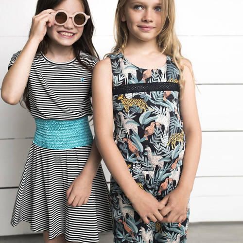 Like Flo Jurk grijs Zwart Meisjes Viscose Ronde hals Streep 110 - Foto 2