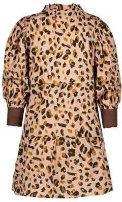 Like Flo jurk met dierenprint beige bruin Meisjes Katoen Opstaande kraag 152 - Foto 2