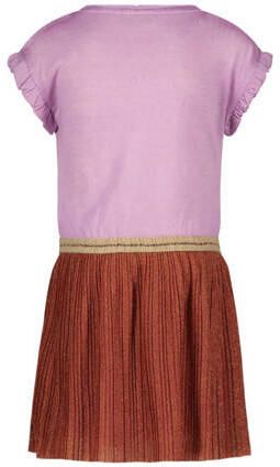 Like Flo jurk met printopdruk en ruches lila bruin Paars Meisjes Viscose Ronde hals 104 - Foto 3