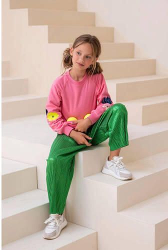 Like Flo metallic straight fit broek felgroen Meisjes Polyester Effen 104 - Foto 2
