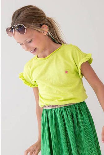 Like Flo metallic T-shirt lichtgroen metallic Meisjes Viscose Ronde hals 134 - Foto 3