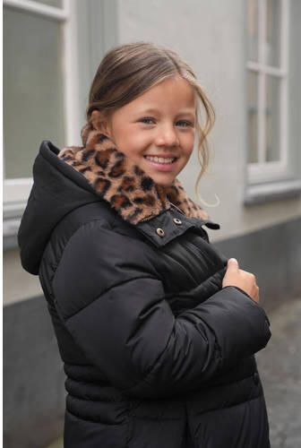 Like Flo quilted gewatteerde winterjas Abby antraciet Grijs Meisjes Polyester Capuchon 158 164 - Foto 3