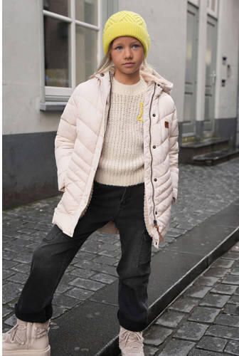 Like Flo quilted gewatteerde winterjas Alina lichtbeige Ecru Meisjes Polyamide Capuchon 146 152