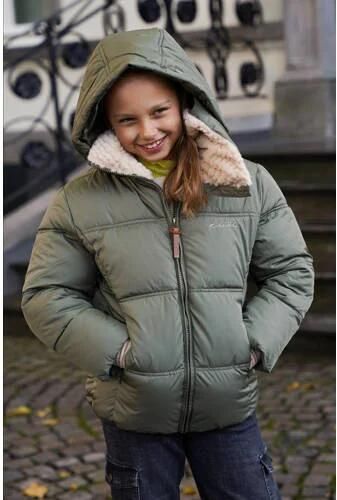 Like Flo quilted gewatteerde winterjas Amaya armygroen beige Meisjes Polyester Capuchon 122 128 - Foto 2