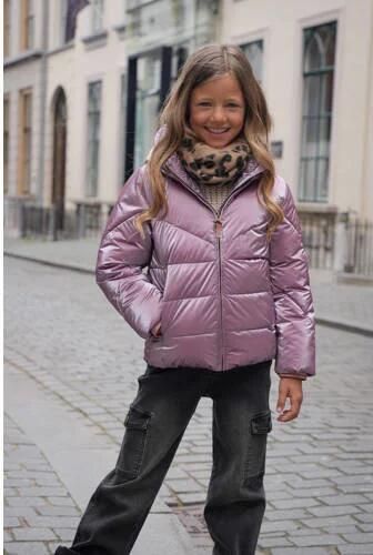 Like Flo quilted gewatteerde winterjas Ashley metallic warm roze Meisjes Polyamide Capuchon 146 152