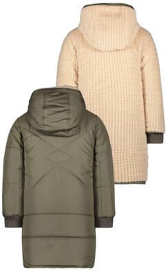 Like Flo reversible gewatteerde winterjas Ariana armygroen beige Meisjes Polyester Capuchon 158 164 - Foto 3