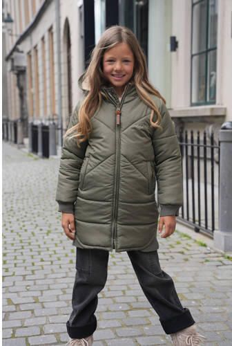Like Flo reversible gewatteerde winterjas Ariana armygroen beige Meisjes Polyester Capuchon 158 164 - Foto 2