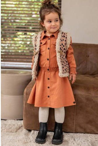 Like Flo reversible gilet met stippen ecru Meisjes Teddy V-hals Stip 80 86