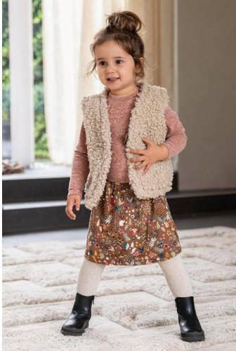 Like Flo reversible gilet met stippen ecru Meisjes Teddy V-hals Stip 80 86 - Foto 2