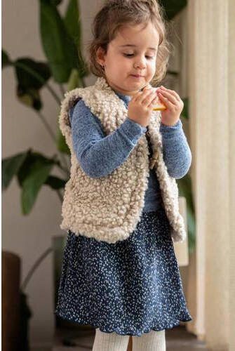 Like Flo reversible gilet met stippen ecru Meisjes Teddy V-hals Stip 80 86 - Foto 3
