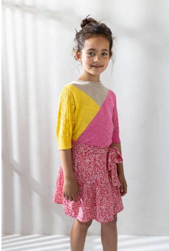 Like Flo rok met all over print en ceintuur roze Meisjes Viscose All over print 104 - Foto 3
