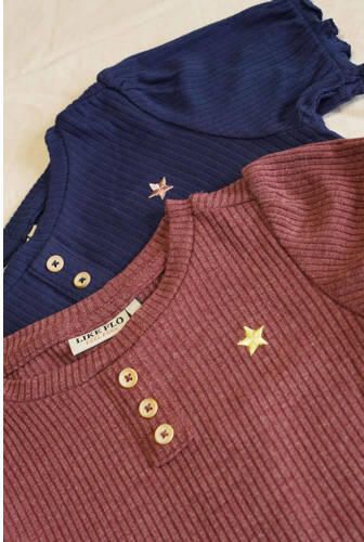 Like Flo T-shirt donkerblauw Meisjes Viscose Ronde hals Effen 110 - Foto 2