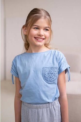 Like Flo T-shirt lichtblauw Meisjes Katoen Ronde hals Effen 104 - Foto 3