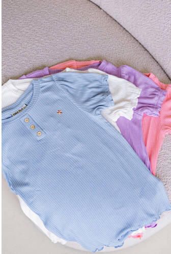 Like Flo T-shirt lila Paars Meisjes Viscose Ronde hals Effen 122 - Foto 2