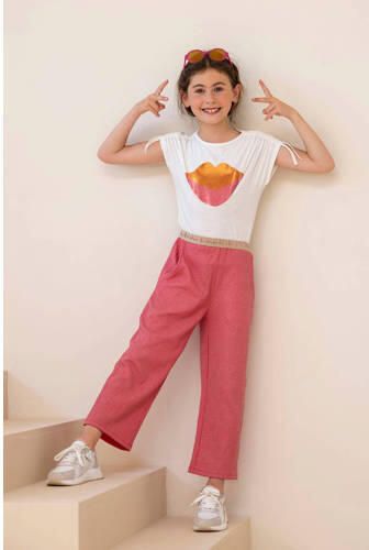 Like Flo T-shirt met printopdruk wit Meisjes Katoen Ronde hals Printopdruk 104 - Foto 1