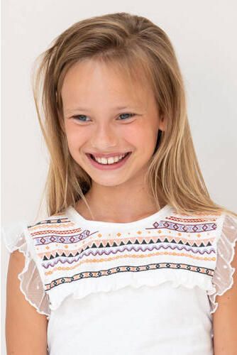 Like Flo T-shirt wit Top Meisjes Katoen Ronde hals Meerkleurig 110 - Foto 3
