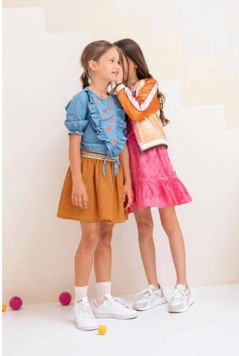 Like Flo top met printopdruk en borduursels lichtblauw Meisjes Lyocell Ronde hals 110 - Foto 2
