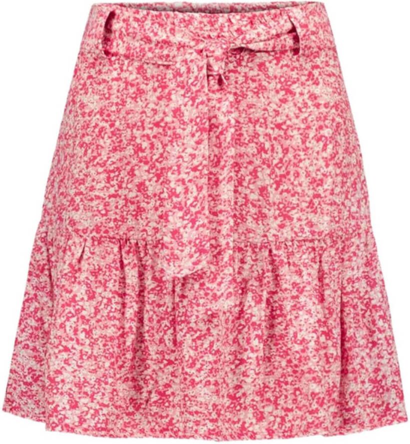 Like Flo rok met all over print en ceintuur roze Meisjes Viscose All over print 104