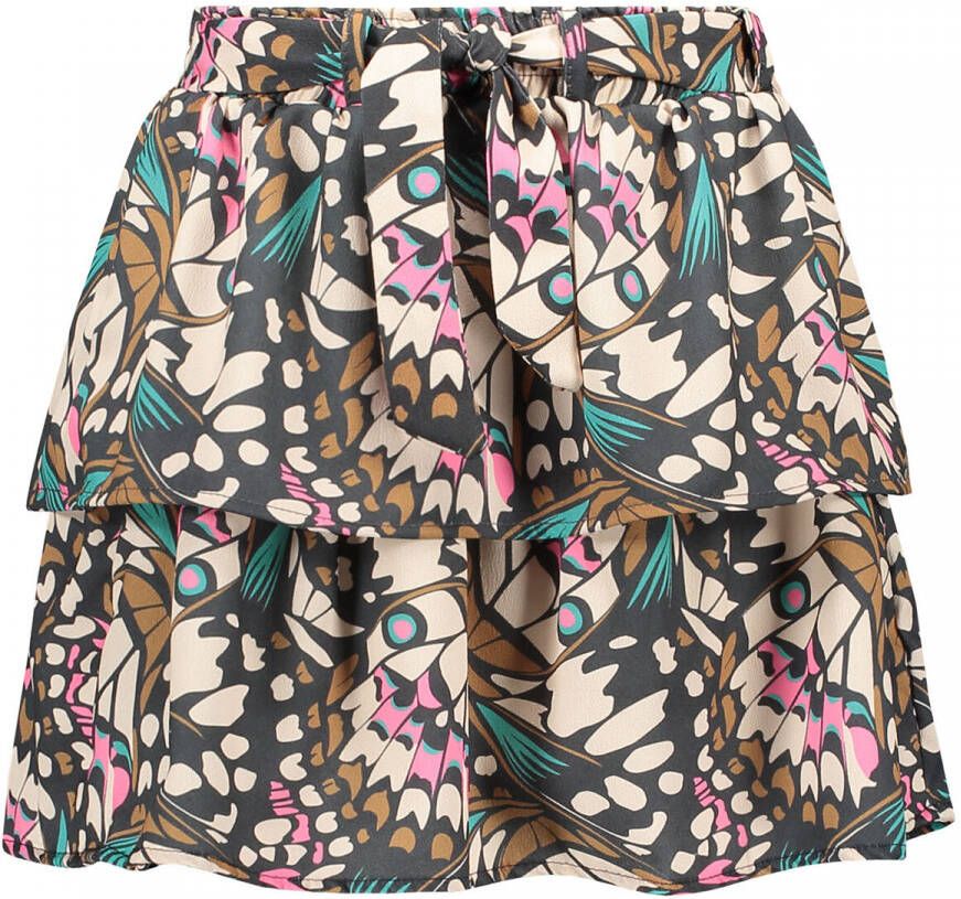 Like Flo rok met all over print en ceintuur multi Meisjes Polyester All over print 152