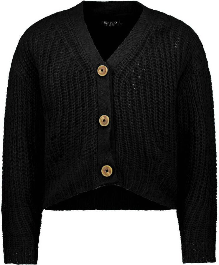Like Flo grofgebreid vest zwart