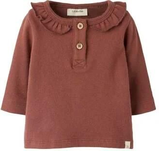 LIL' ATELIER BABY aansluitende longsleeve met ruches bruin Meisjes Stretchkatoen Ronde hals